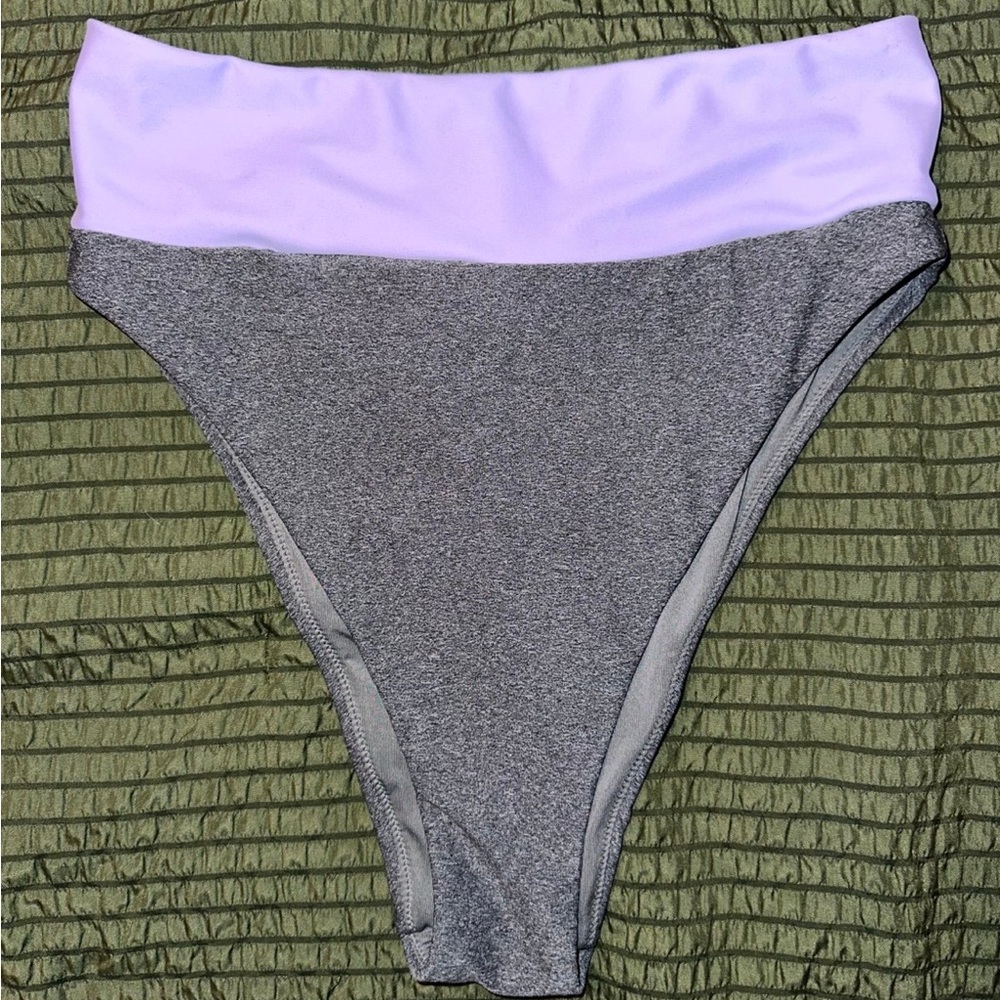 Aerie Gray and Purple High-Waisted Bikini Bottom